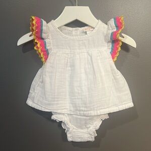 Cat & Jack White Baby Romper with Colorful Trim Size 3-6 Months